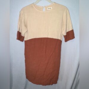 Hidden Alley Two-Tone Beige and Brown Dress